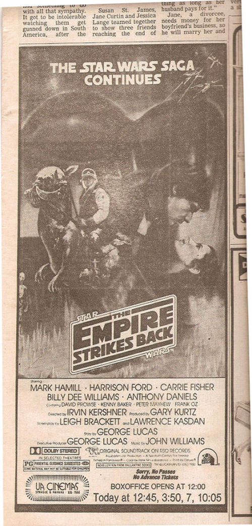 Star Wars Movie Advertisement Newspaper Clipping