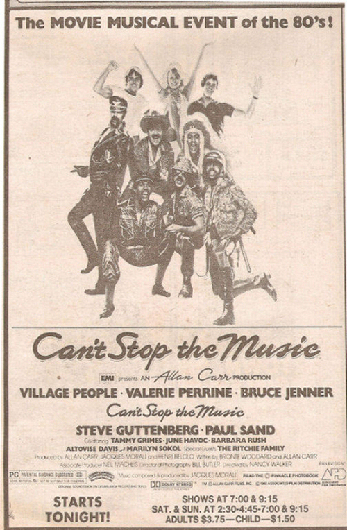 Can't Stop the Music Movie Advertisement Newspaper Clipping