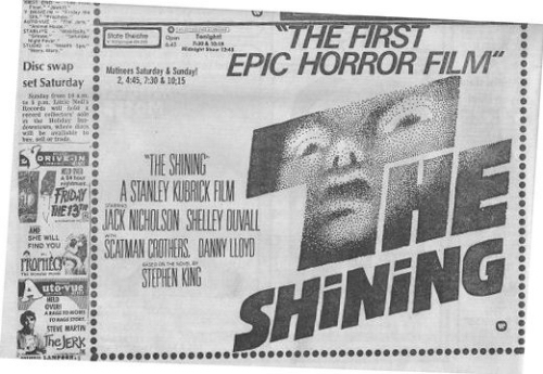 The Shining Newspaper Movie Ad