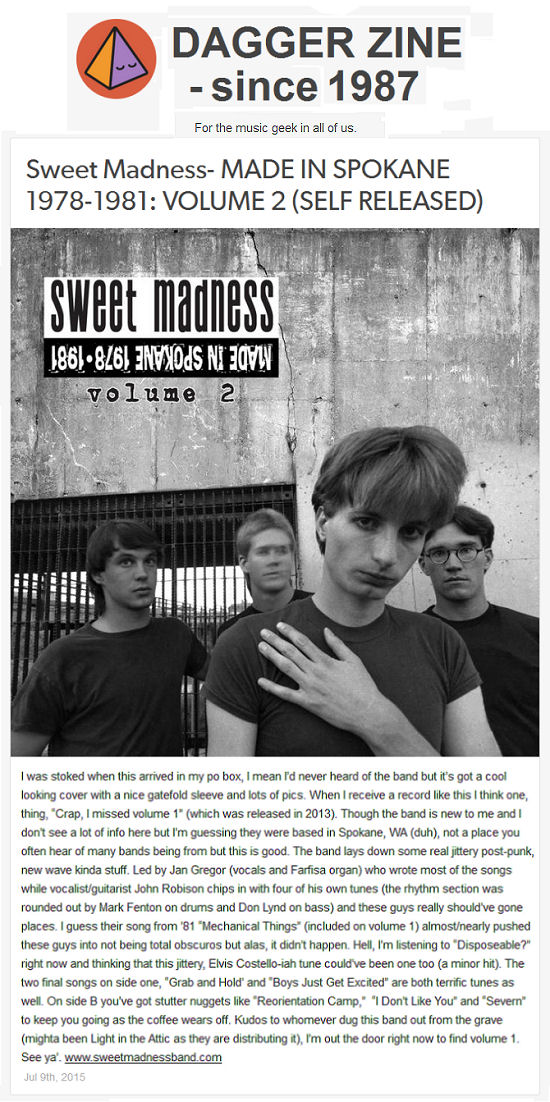 Sweet Madness, Made in Spokane, Danger Zine